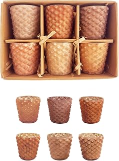 Creative Co-Op Glass Hobnail Tealight/Votive Candleholders with Frosted Finish, Multicolor, Set of 6