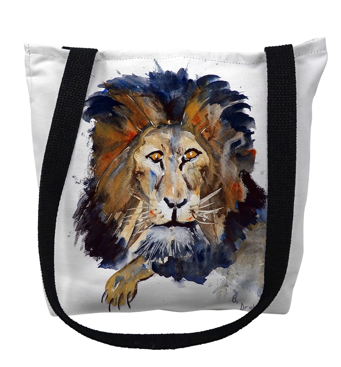 13 x 13 in. Lion Small Tote Bag by Betsy Drake – Cotton, Black, Model TY168S