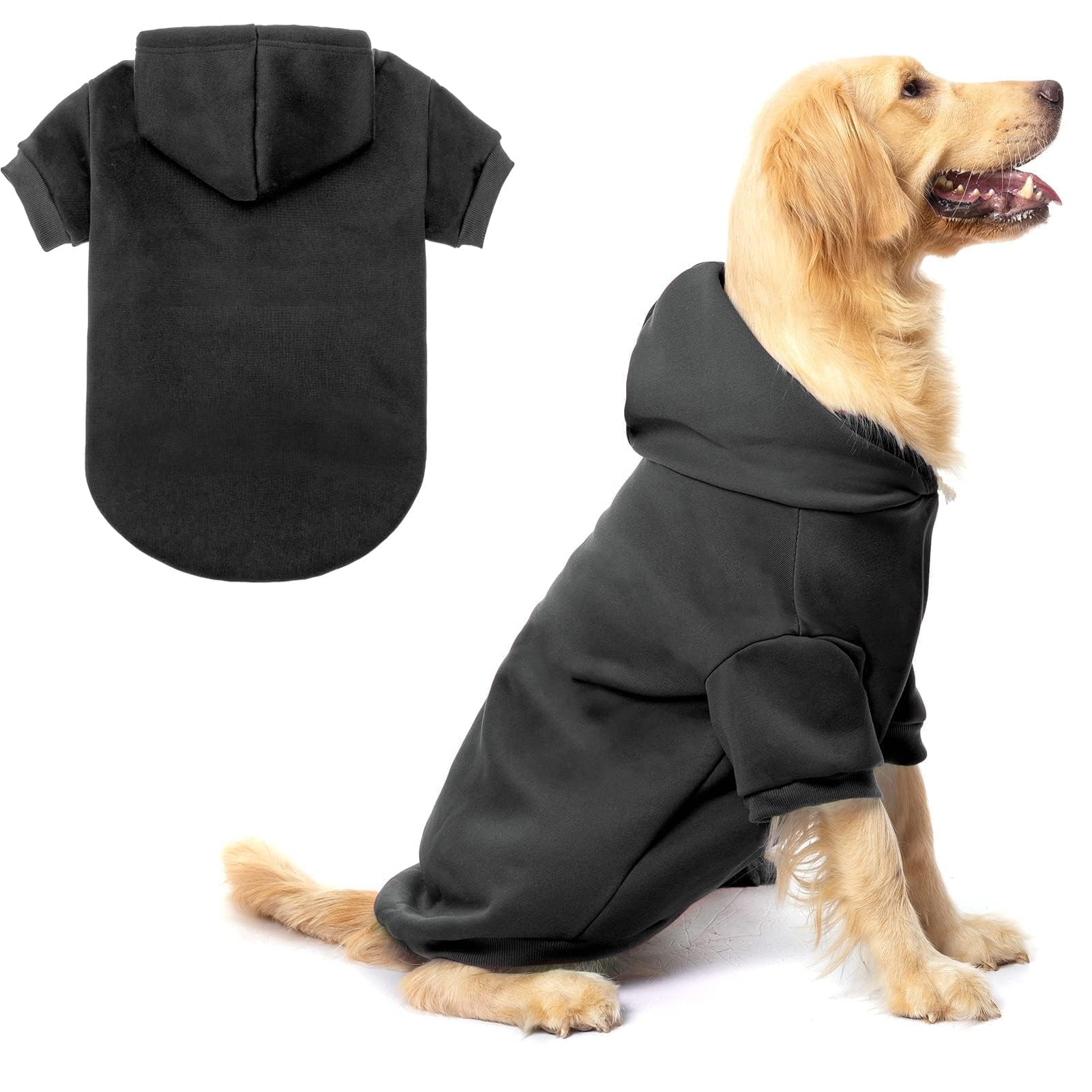 BINGPET Dog Hoodies - Fleece Lined Fall Dog Puppy Sweatshirt Soft Warm Sweater Winter Hooded Clothes for Small Medium Large Dogs & Cats