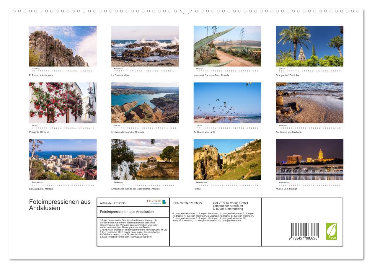 Fotoimpressionen aus Andalusien (hochwertiger Premium Wandkalender 2026 DIN A2 quer), Kunstdruck in Hochglanz: Fotografische Impressionen aus Andalusien (CALVENDO Orte)