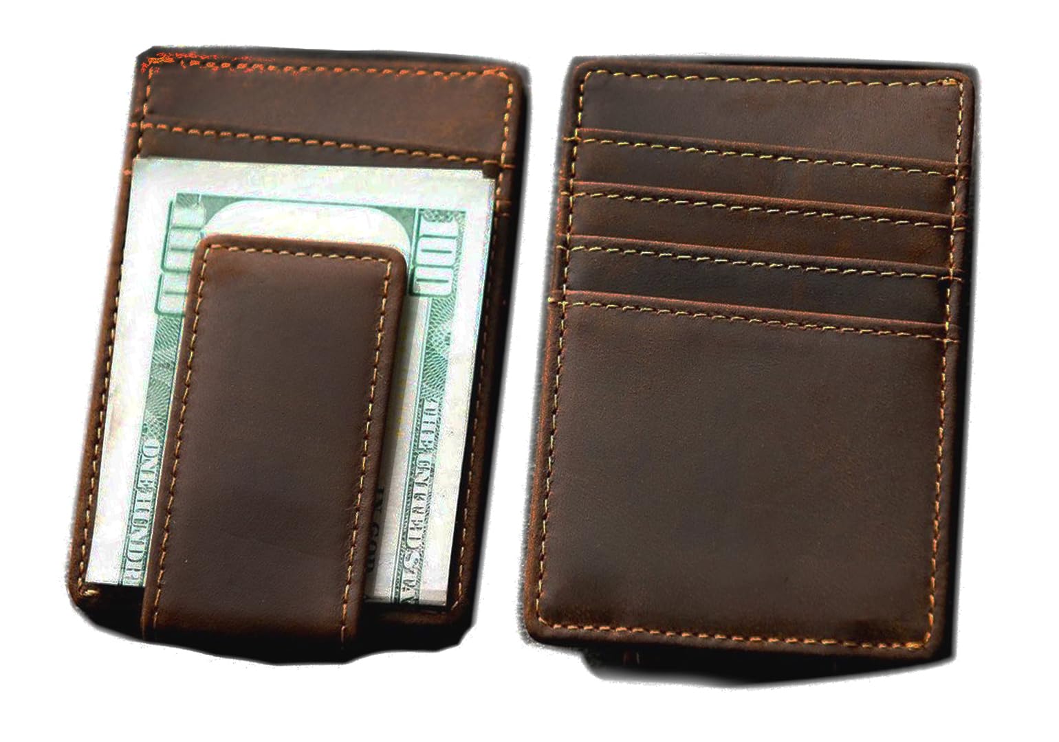 EURYNOME Money Clip For Men, Personalized mens Front Pocket Wallet With Money Clip, Genuine Leather Wallets, Gift For Men