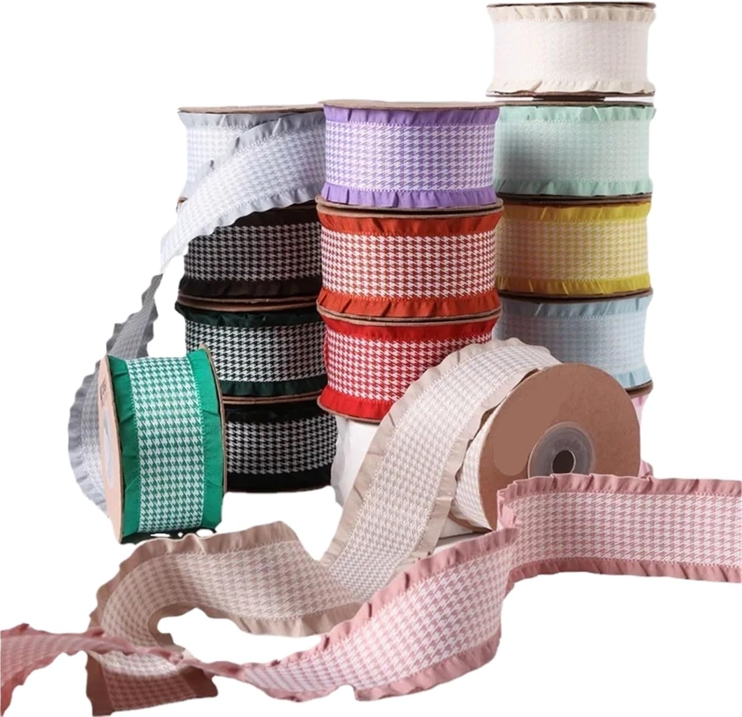 Lace Trim for Sewing 50Yard 25MM Pleated Ribbon Gift Wrapping Headdress Bows Hair Crafts Handmade Accessories(11)