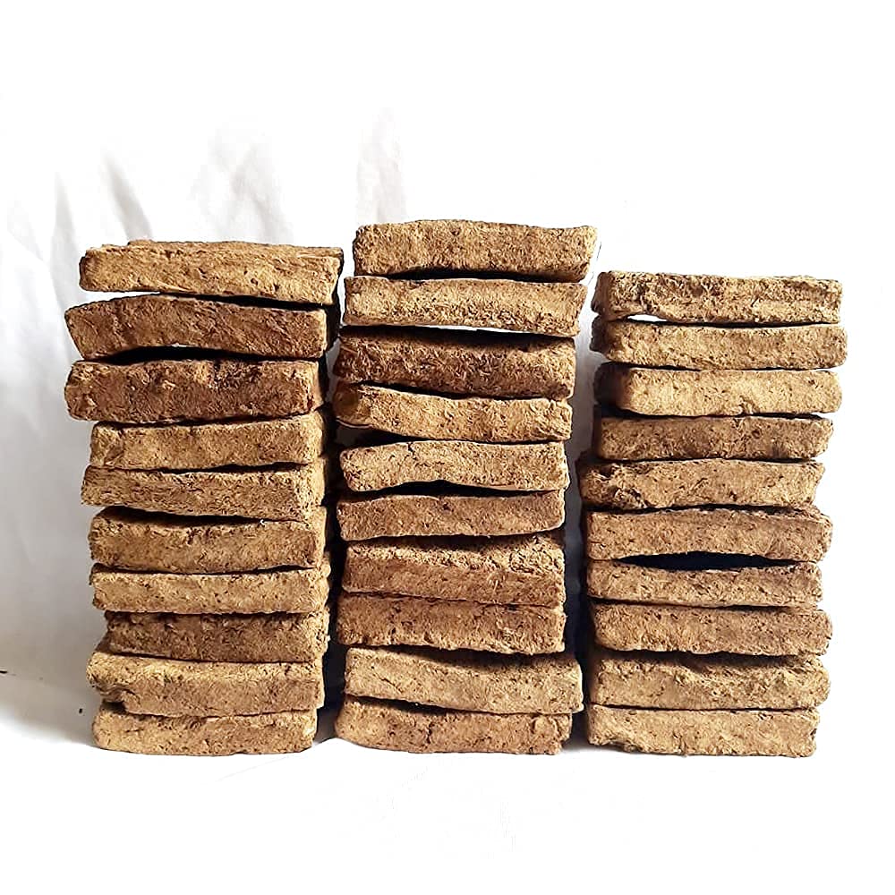 Deep Prints Aviral Natural Homemade Pure Indian Desi Cow Dung Cake for Poojan (Pack of 30) + Aviral Havan Samagri (Rectangle), Brown (AVKA01)