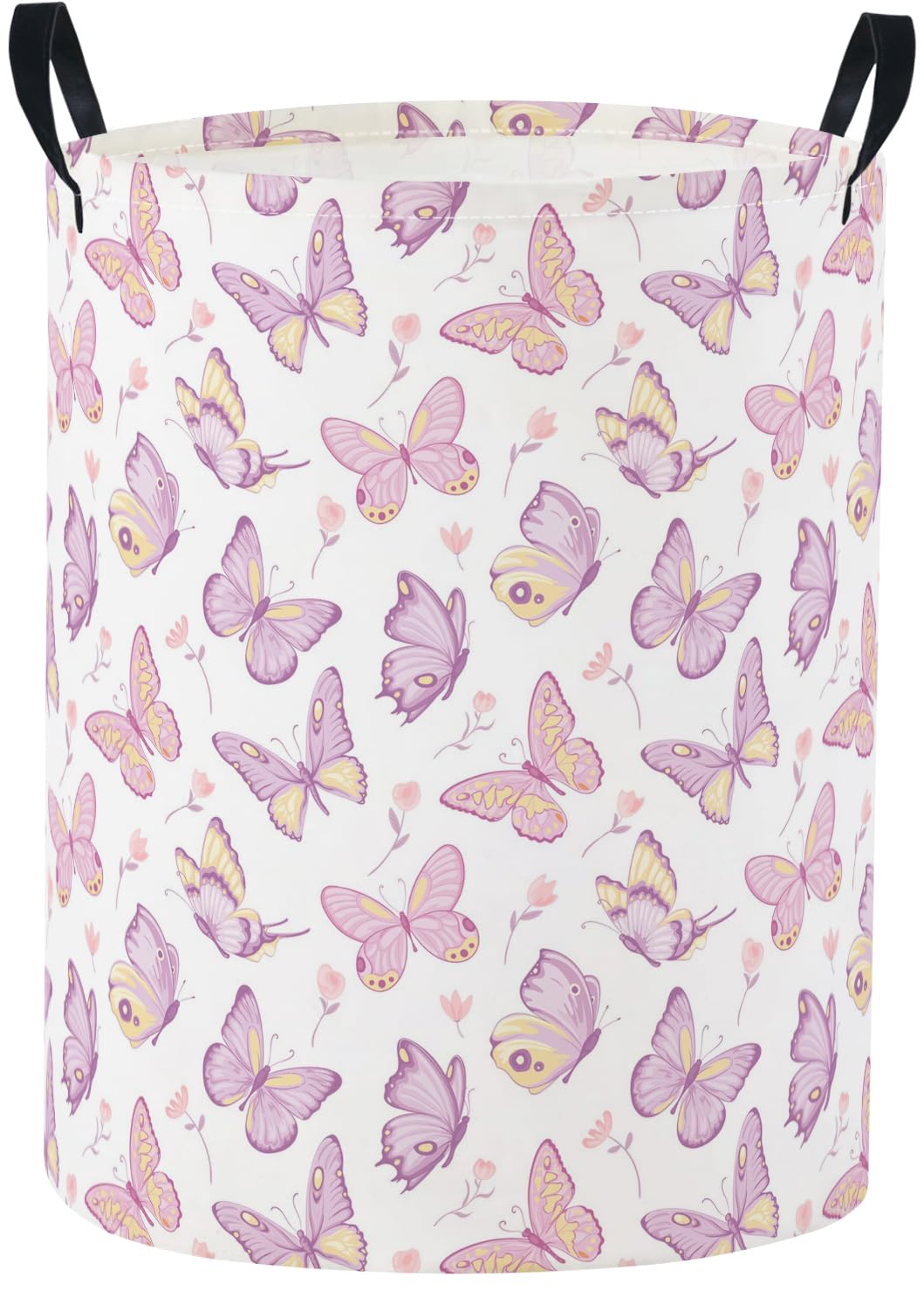 Baby Laundry Basket Baby Nursery Hamper Kids Laundry Basket Toy Storage Bin for Boys Room Decor Gift Baskets for Bedroom Bathroom(Purple Butterfly)