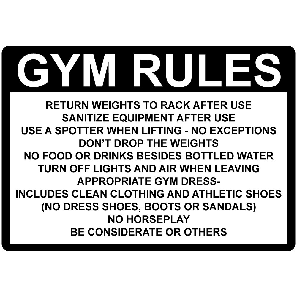 ComplianceSigns Vertical Aluminum Gym Rules Return Weights To Rack