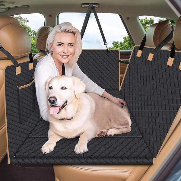 Lekespring Protection de banquette arrière pour chien, avec panneau de bois stable et ceinture de sécurité, couverture polyvalente, anti-chute et étanche pour tout type de voiture, SUV - 1