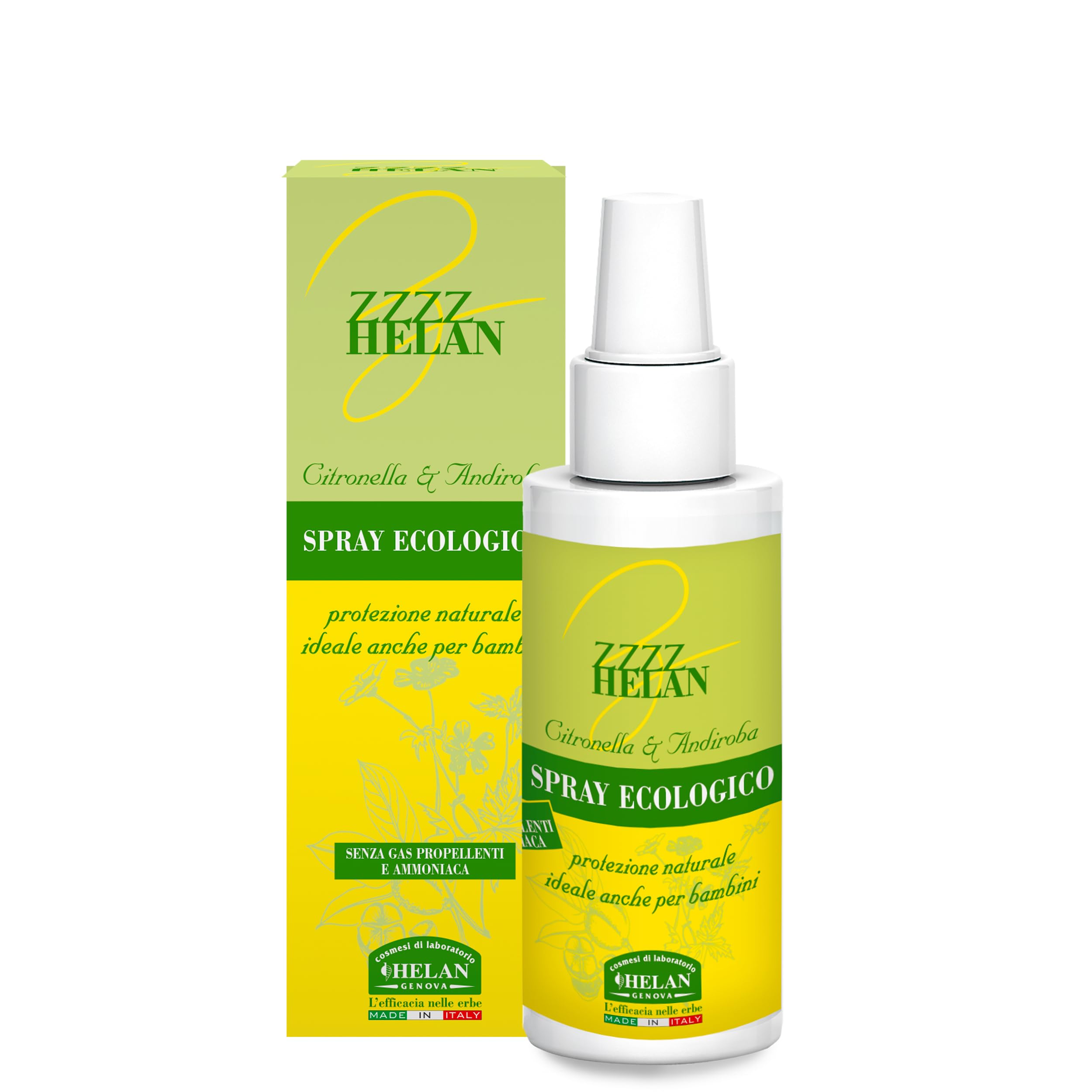 Helan, Zanzhelan - Spray Antizanzare Bambini +​6 Mesi e Adulti, Repellente Zanzare e Insetti Naturale con Aloe Vera - Protezione Delicata Anti Zanzara Senza Ammoniaca né Alcool, 100 ml, Made in Italy