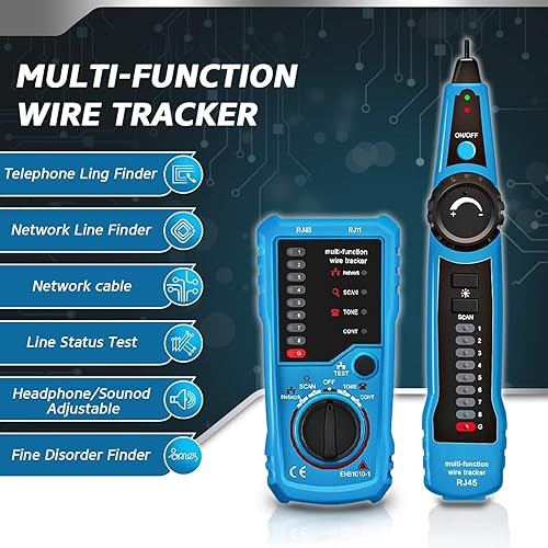 Miniatura 2 de Rastreador de cables, probador de cable RJ11 RJ45, buscador de línea, rastreador de cables multifuncional, probador de línea telefónica, probador