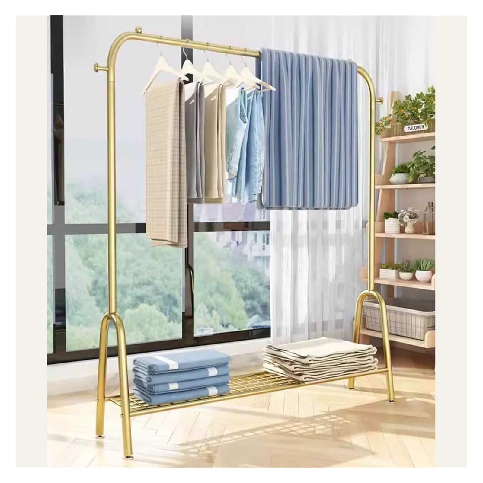 FGXHHS Metal Clothing Rack with Shelves, Heavy Duty Organizer for Coats, Shirts, and Dresses