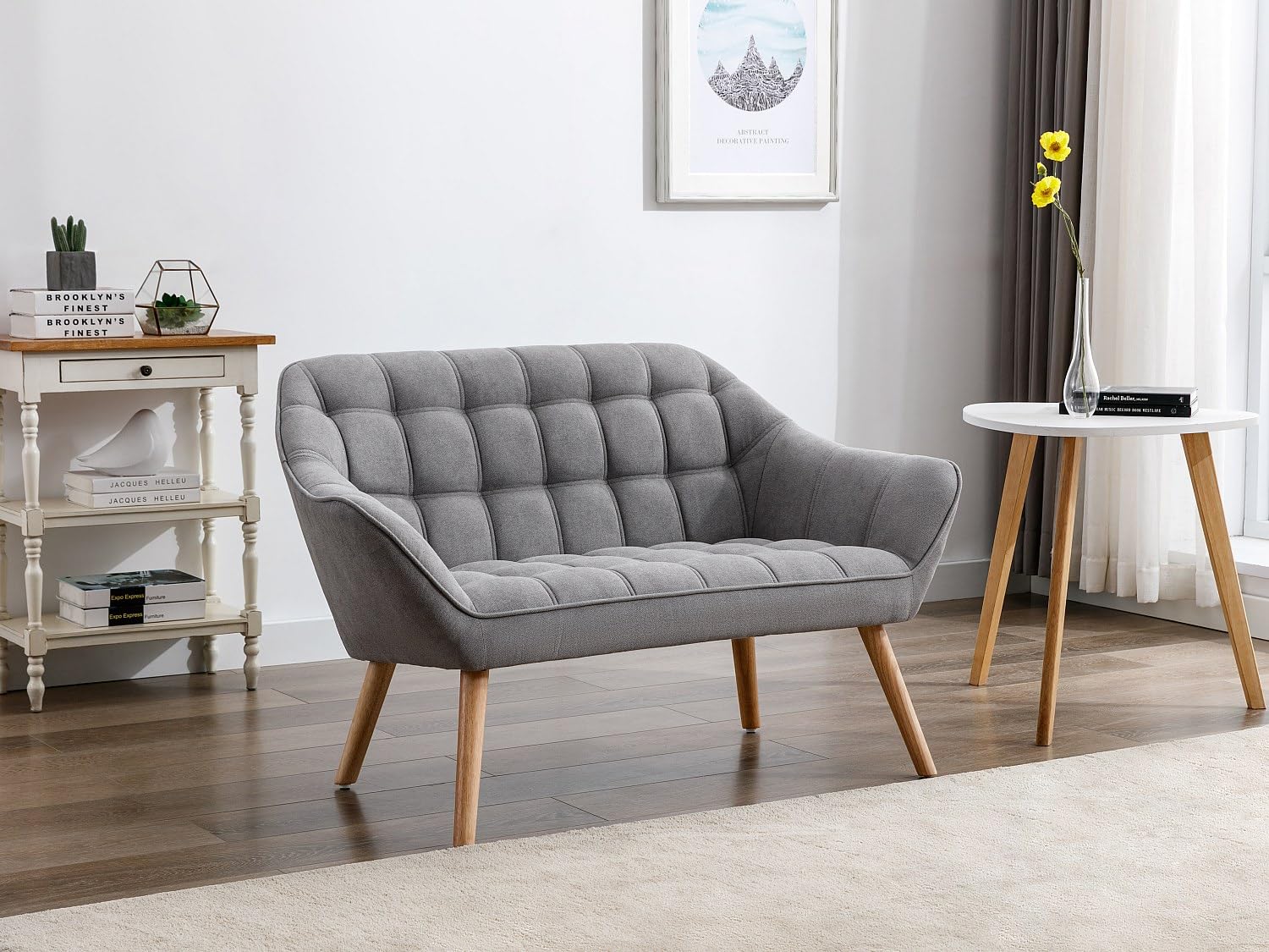 Vente-unique - Canapé 2 Places et Fauteuil en Tissu Gris Caserta