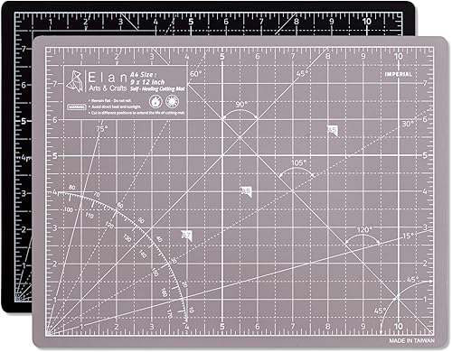 Miniatura 3 de Elan Tapete de corte A0 negro y beige, 5 capas, tapete de corte autorreparable, 47.2 x 35.4 in, tabla de cortar para manualidades, alfombra de arte,