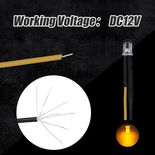 Miniatura 2 de 35 diodos LED amarillos precableados, diodos LED ultra brillantes de 12 V precableados de 0.197 in con resistencia incorporada para proyectos de