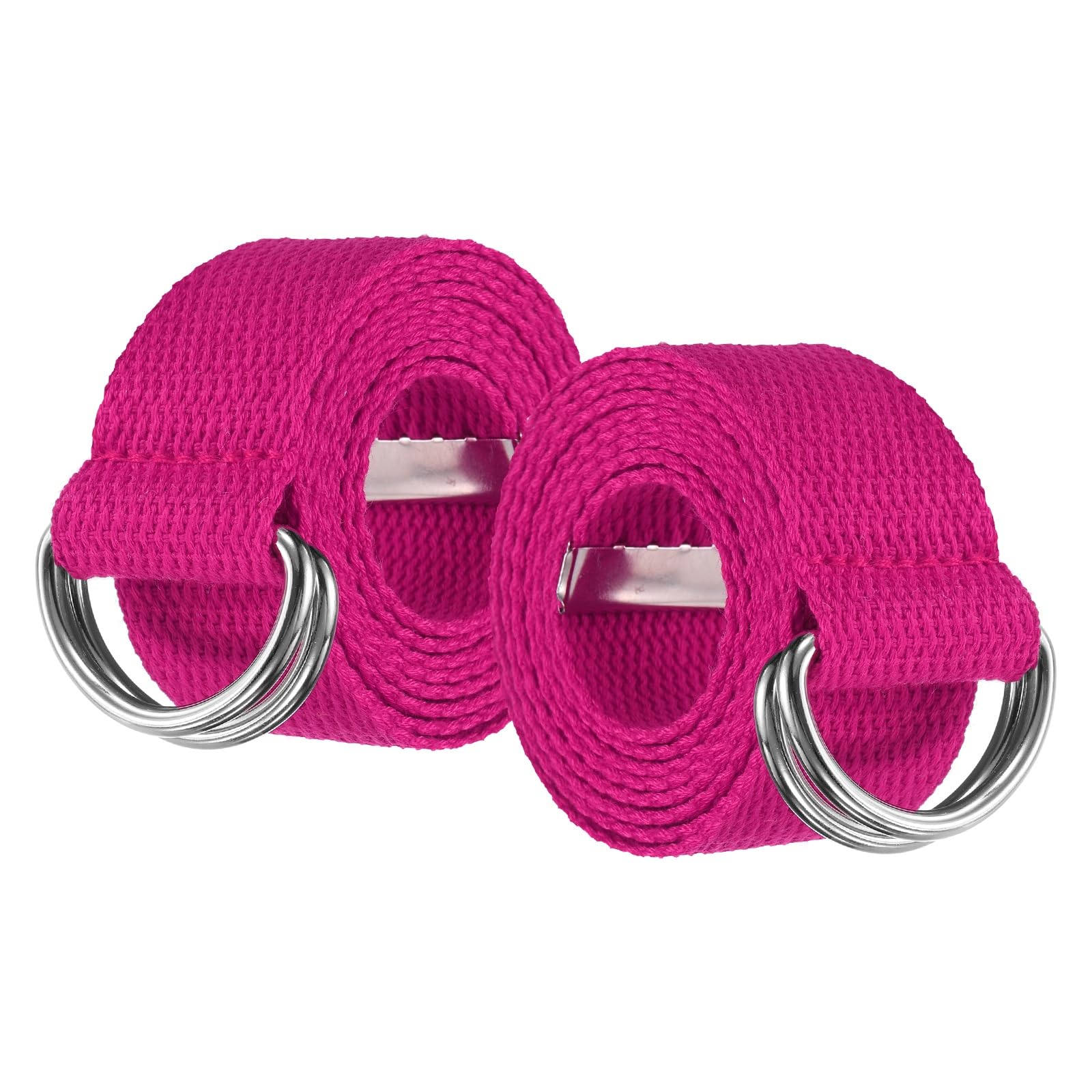 YELARXI Web Football Belt, Men Canvas Belt Web Flag Football D Ring, Adjustable Soccer Replacement Strap 51 Inch & 2 Pcs & Rose Red -Fitting for (Men/Women/Outdoor/Sports/Practise)