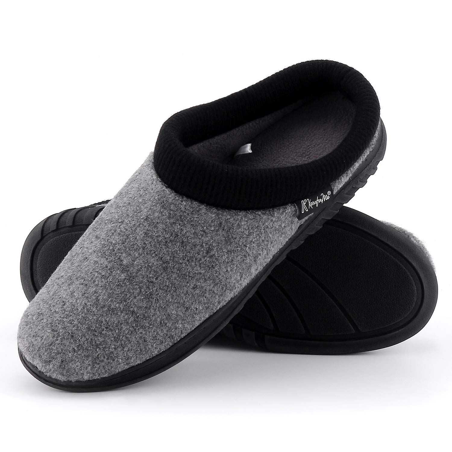 K KomFormeSlippers for Men, Cotton Memory Foam Slip on Indoor and Outdoor Winter House Shoes