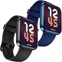 Vista 1 de aeac Paquete de 2 relojes inteligentes (negro + azul) para hombres y mujeres