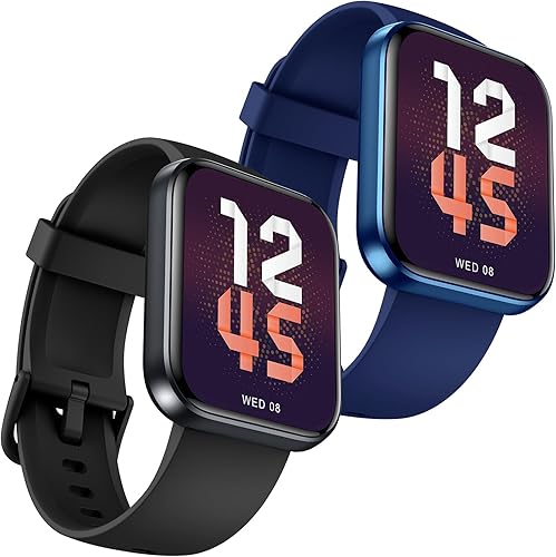 aeac Paquete de 2 relojes inteligentes (negro + azul) para hombres y mujeres