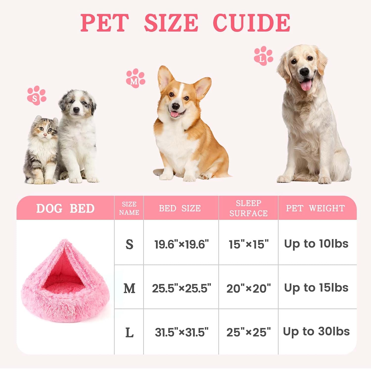 NOYAL Calming Dog Bed for Anxiety, Hooded Donut Cave with Blanket, Plush Fluffy Washable Pet Bed for Small Medium Dogs & Cats