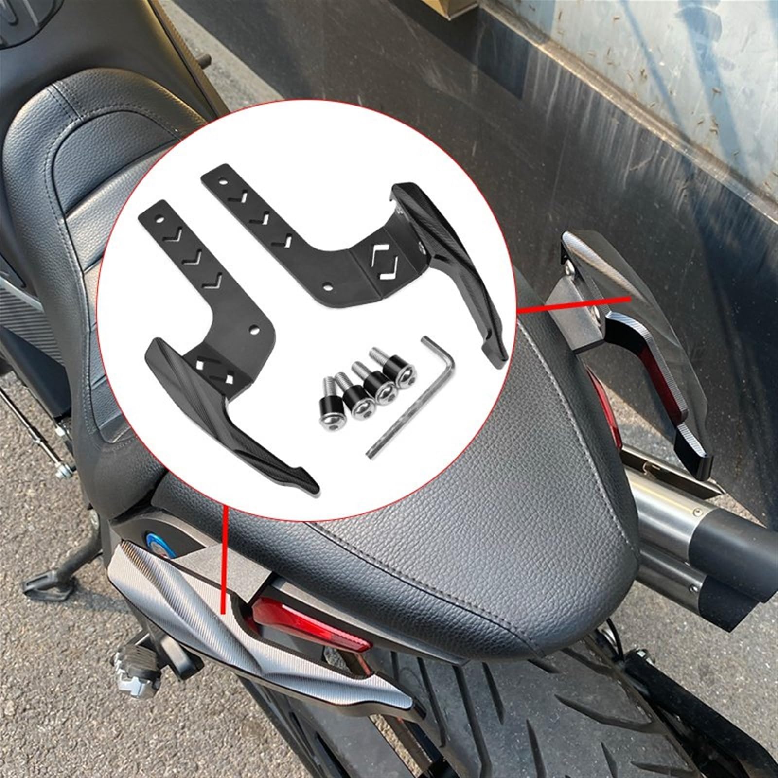 Maniglione per Moto per Benelli Leoncino800 CNC Moto Passeggero Maniglia di Sostegno Posteriore Maniglia per Sedile Maniglia per Barra di Sostegno (Color : Black)