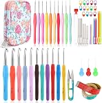 Vodiye 14 Tailles Crochet Crochet Ensemble 2.0–10.0mm, Aiguilles au Crochet en métal coloré, Ergonomie pour Crochet confortable