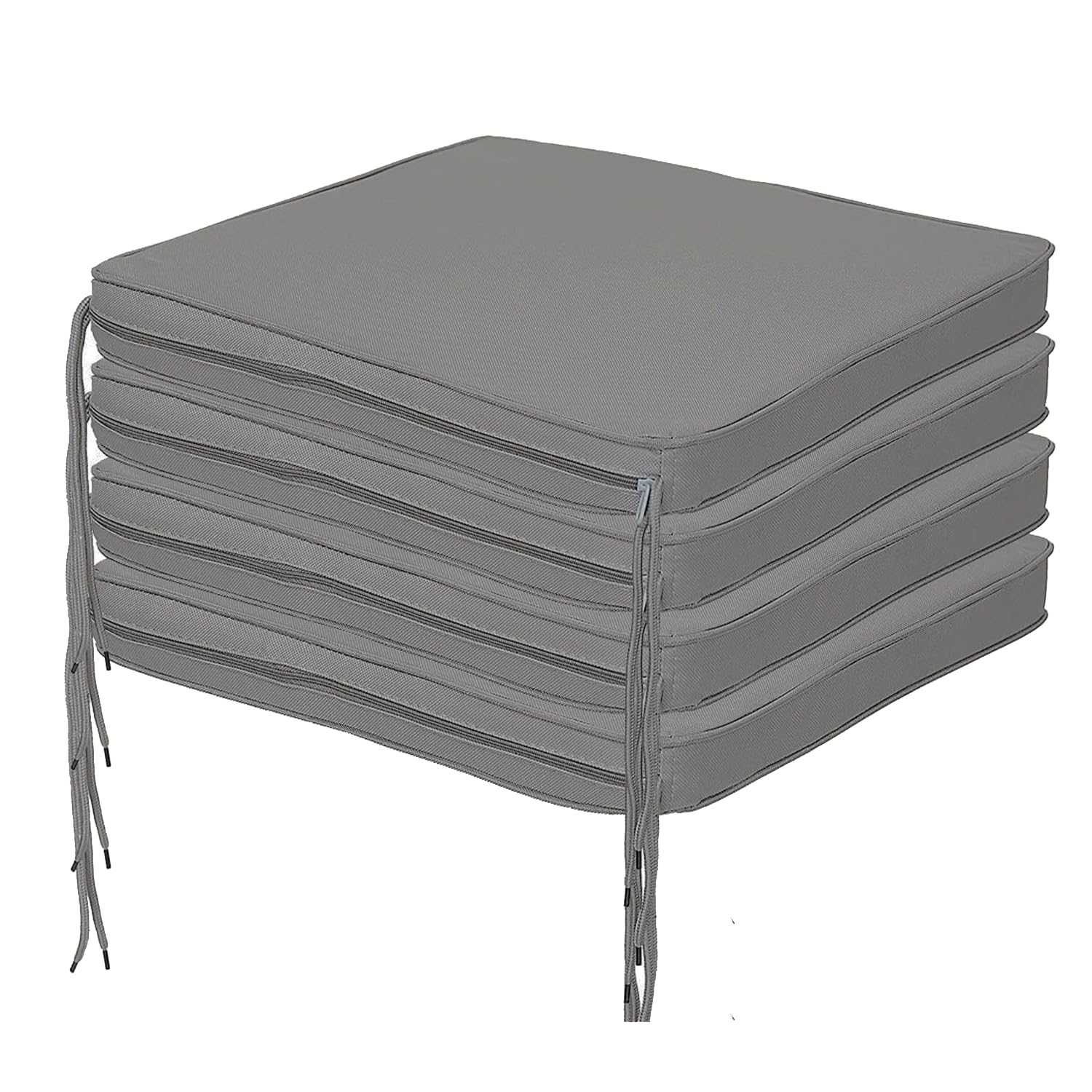 Brillars Comfortable Seat Pads, Garden Kitchen Dining Chair Cushions Tie On - Removable Zip Cover Non Slip | Water-Resistant | Suitable for Indoor & Outdoor (Charcoal, 4Pcs)