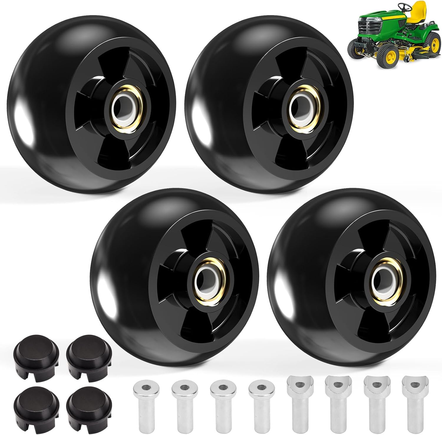4 Set AM125172 Plastic Deck Gauge Wheel Kit for John Deere 48" 54" 60" 62" 72" Deck Lawn Tractor Mowers Replaces AM124706 210-300