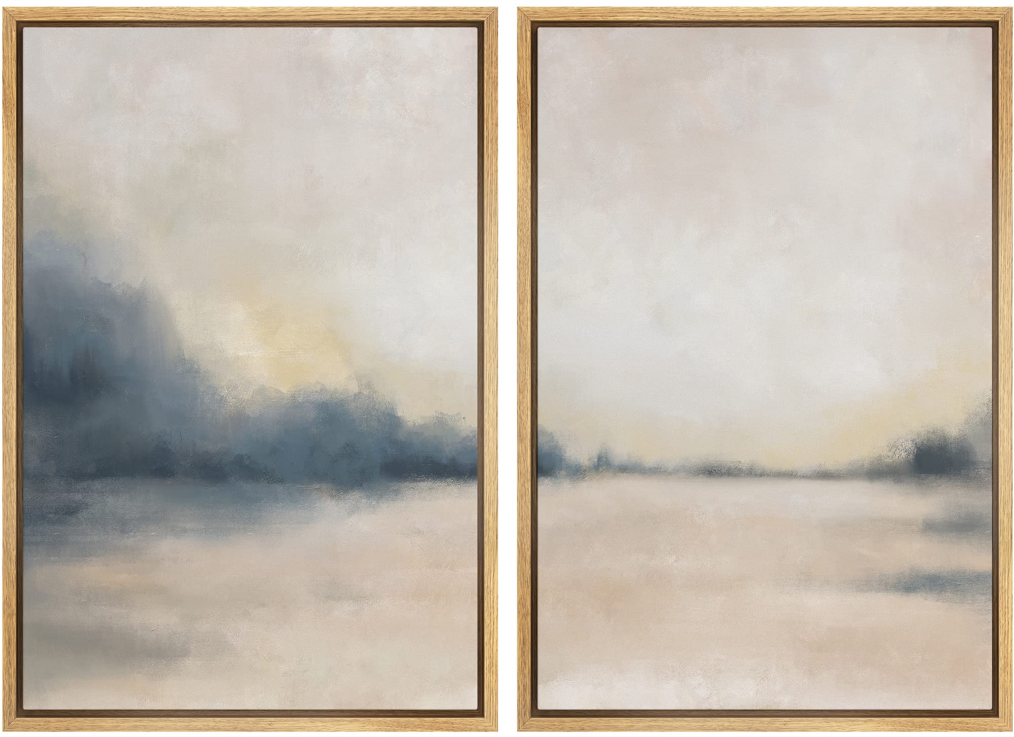 MUDECOR Framed Canvas Print Wall Art Set Watercolor Pastel Green Tan Landscape Abstract Shapes Illustrations Modern Art Decorative Contemporary for Living Room, Bedroom, Office - 16"x24"x2 Natural — view 17