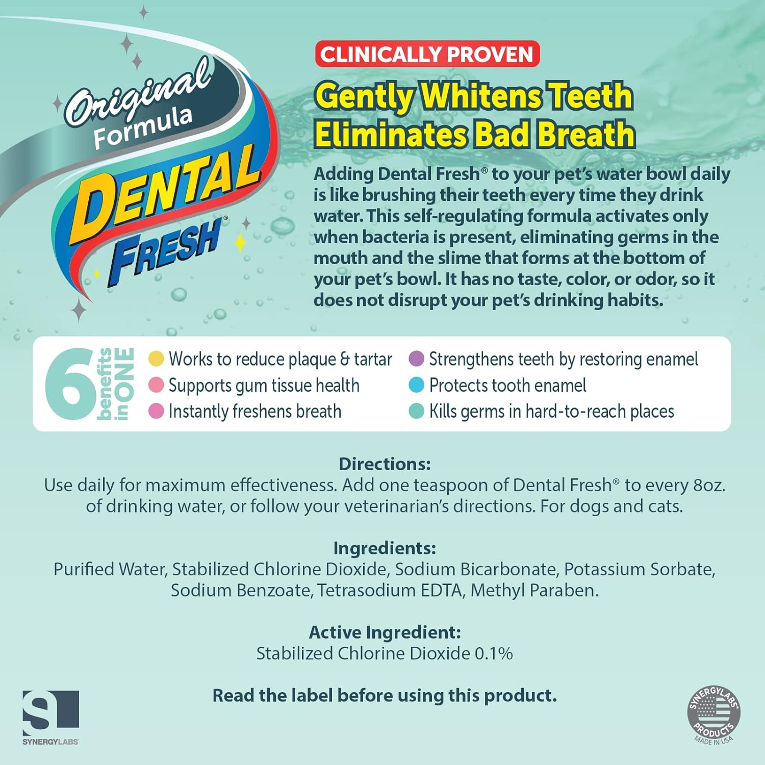 Dental Fresh Water Additive for Dogs, Original Formula, 17 oz – Bad Breath Solution for Dogs – Add to Water Bowl to Help Whiten Teeth, Eliminate Bad Breath – Dog Teeth Cleaning to Improve Oral Health : Pet Dental Care Supplies : Pet Supplies