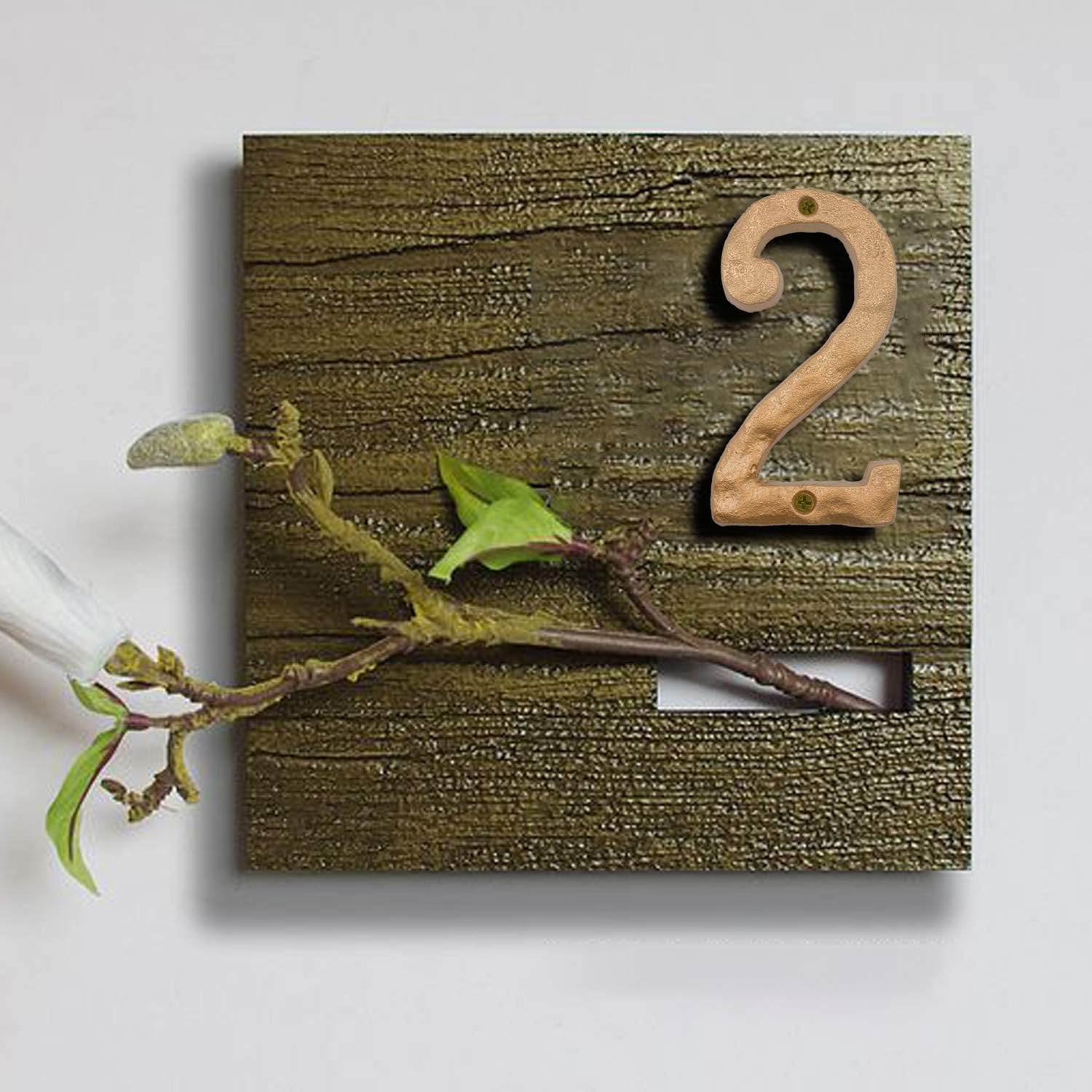 Jerrybaby 5.5 Inch House Numbers for Outsdide-Premium Cast Iron Metal Home Address Numbe- Featuring Solid/Heavy Duty & Sturdy with Golden Finished/Number 8