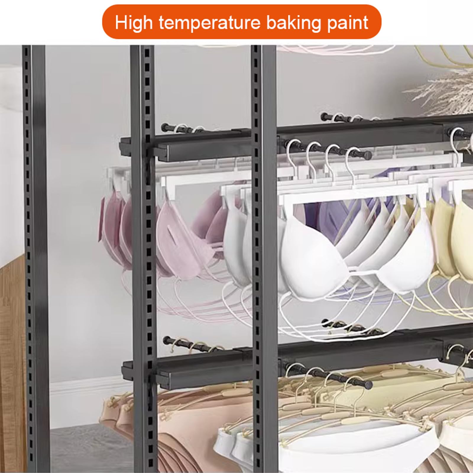 Espositore Regolabile a Doppia Faccia per Biancheria Intima, Appendiabiti in Metallo da Pavimento per Negozi di Lingerie e Sciarpe.