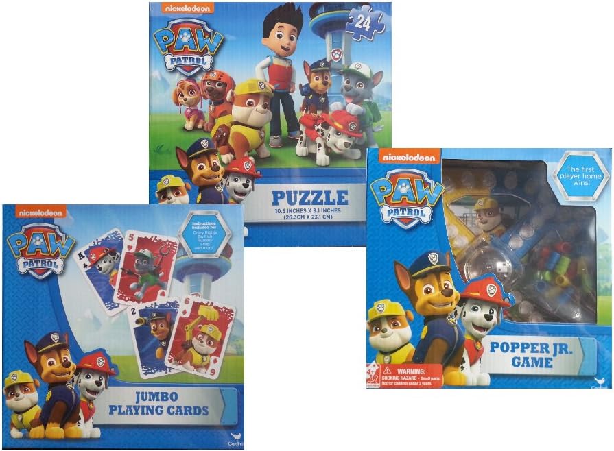 Paw Patrol Juego Pack: rompecabezas, Popper Jr, naipes jumbo