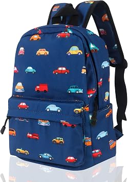 Kids Backpack Boys Space Rucksack Large Size Toddler Kids Children's School Bag 14L Daypack Bag Preschool Kindergarten Toddler Canvas Backpack L, Dark Blue Car