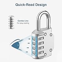 Vista 3 de Puroma - Candado impermeable de combinación de 4 dígitos, para intemperie, para casillero escolar o deportivo, valla, caja de herramientas, puerta