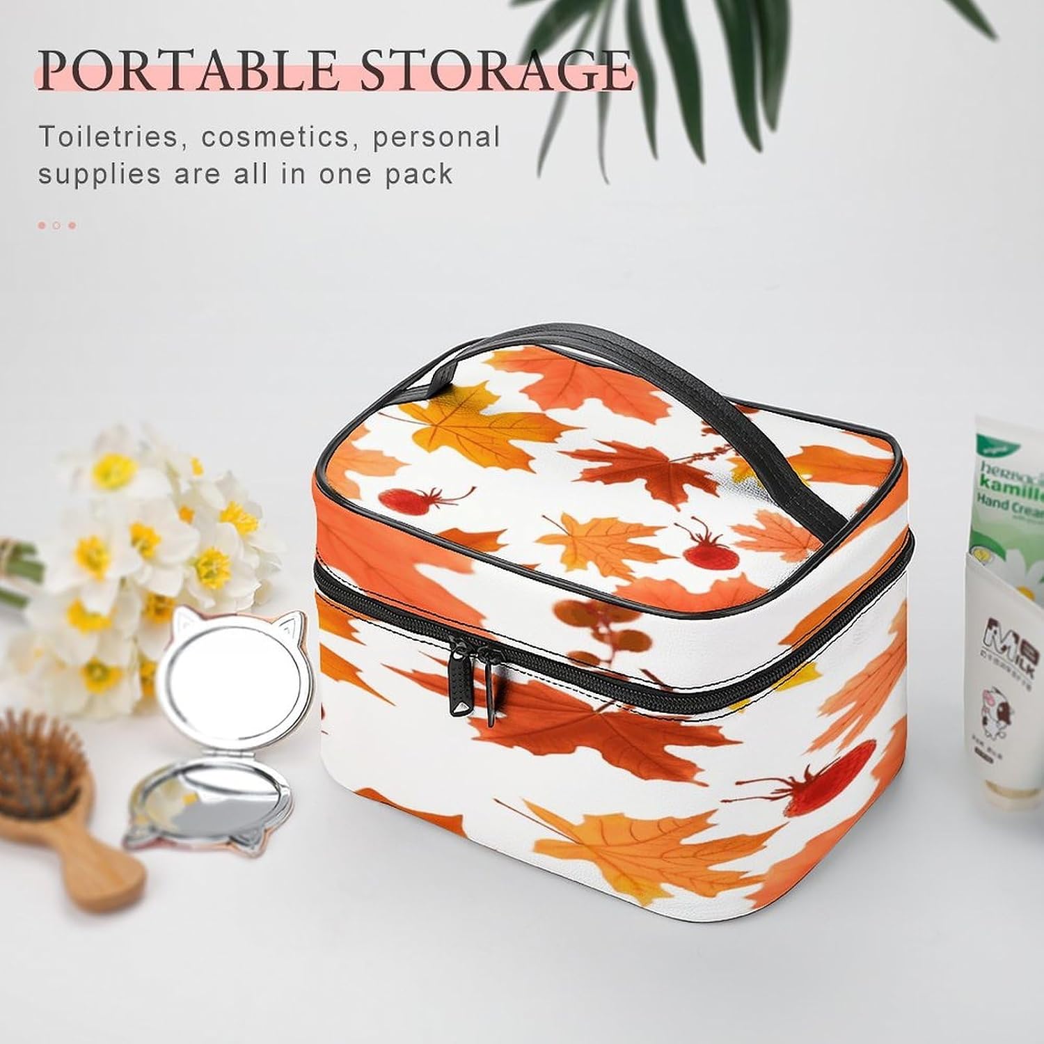 Autumn Maple Leaves Travel Makeup Bag Cosmetic Bag Toiletry Bags image 5