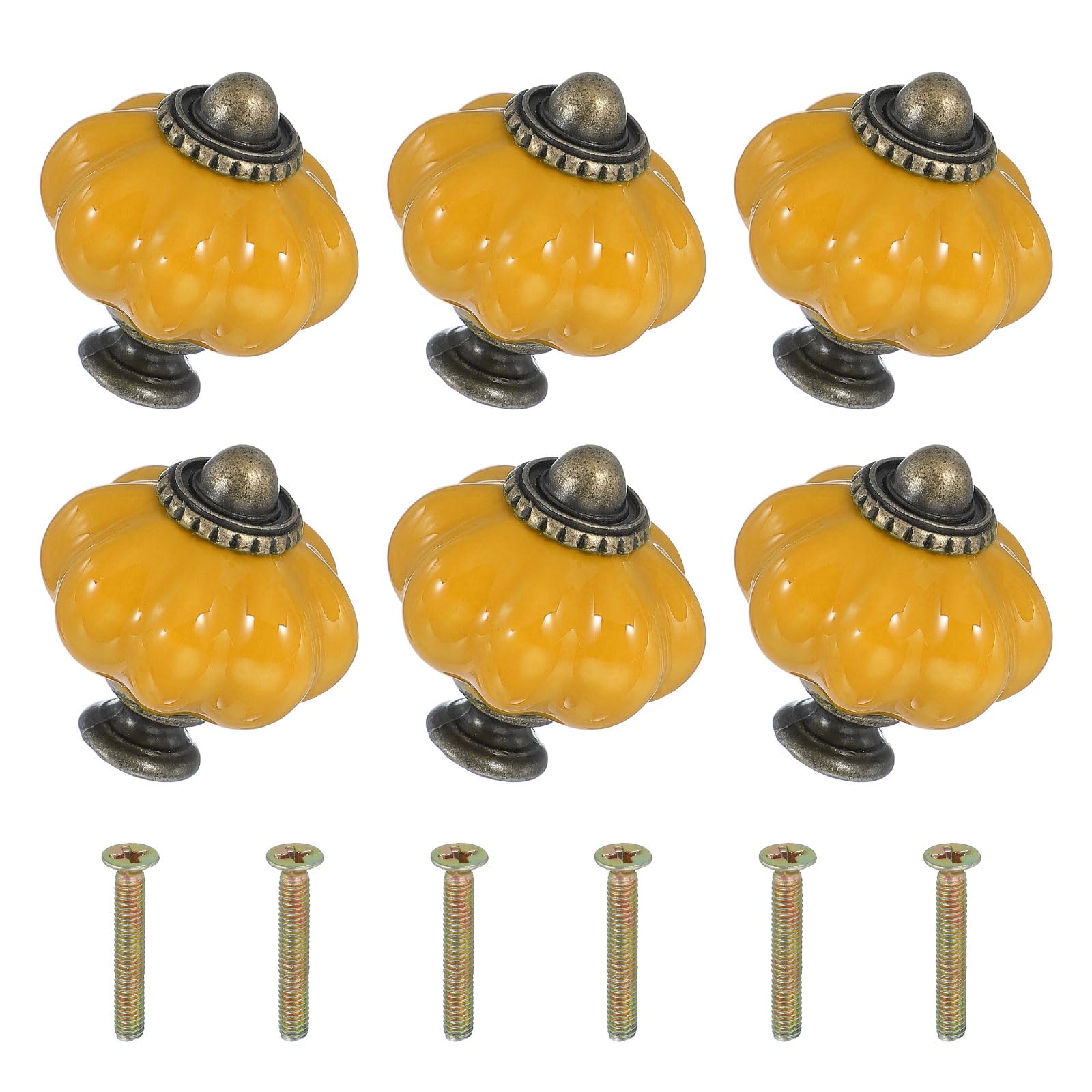 Bouton en céramique orange jaune uxcell style vintage citrouille finition premium