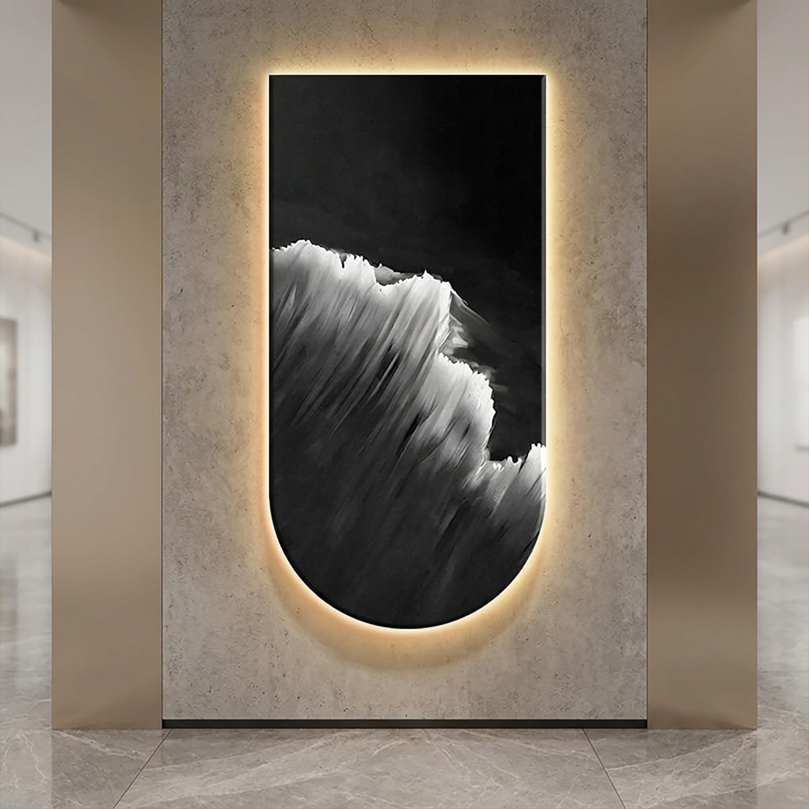 Decoración Mural LED 3D Grande Vertical Olas del Mar Cuadro Abstracto Pintura Luminosa Alimentación por Enchufe para Salón Entrada Pasillo(180x90cm(70.9x35.4in),C)