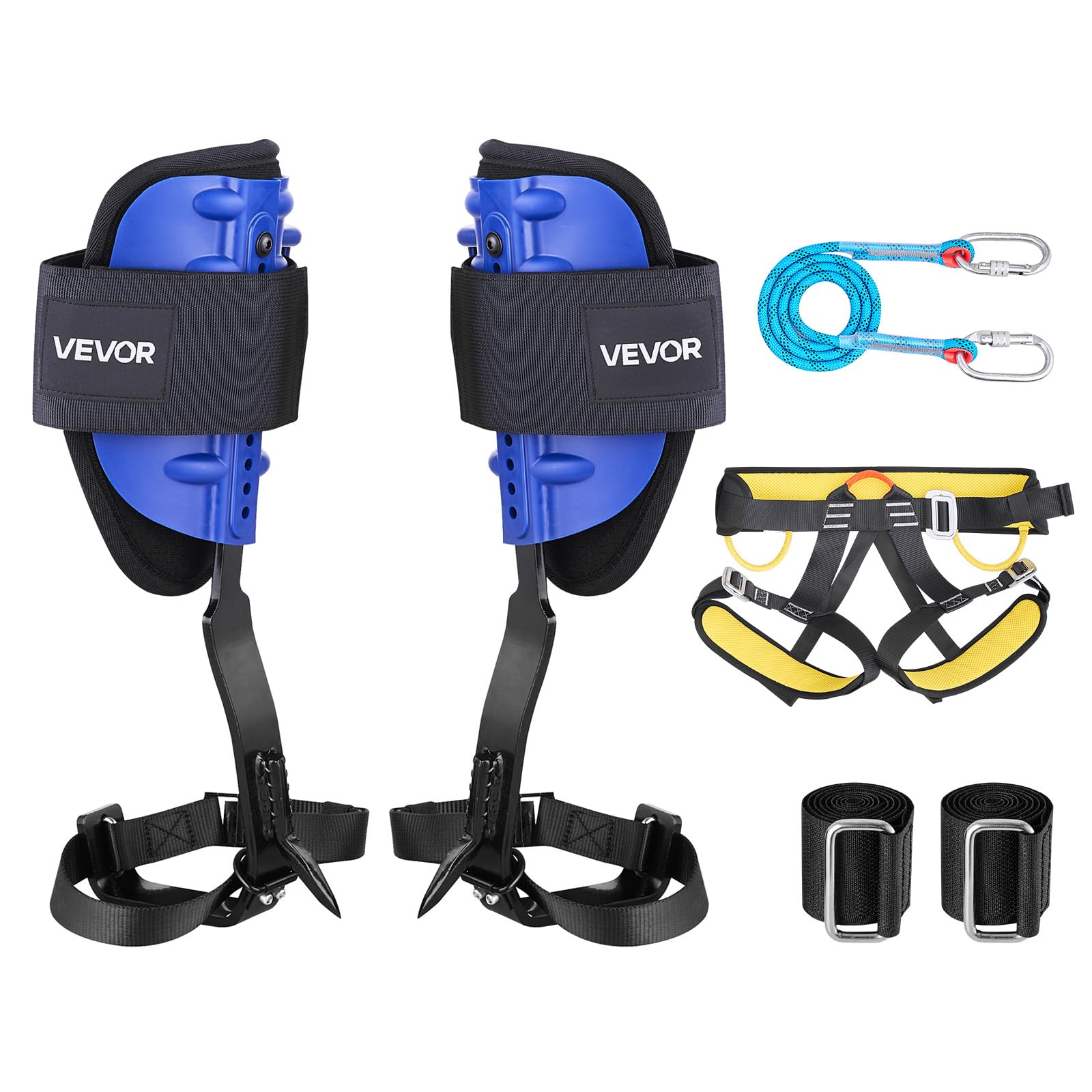 VEVOR Tree Climbing Spikes, 1 Pair Height-Adjustable Climbing Spurs, 350lbs Load Capacity Tree Climbing Gear with Straps, Arborist Equipment for Climbers, Hunting, Fruit Picking