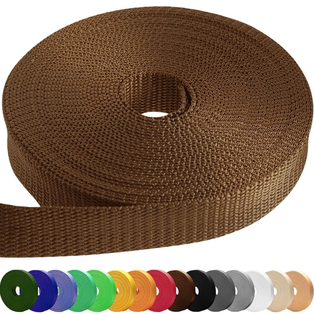 TECEUM 3/4" & 5/8" & 1" & 1.5" & 2" Webbing – 10 25 50 Yards – 40+ Colors – Heavy Duty 1 Inch 1.5 Inch 2 Inch Backpack Straps – Webbing for Outdoors