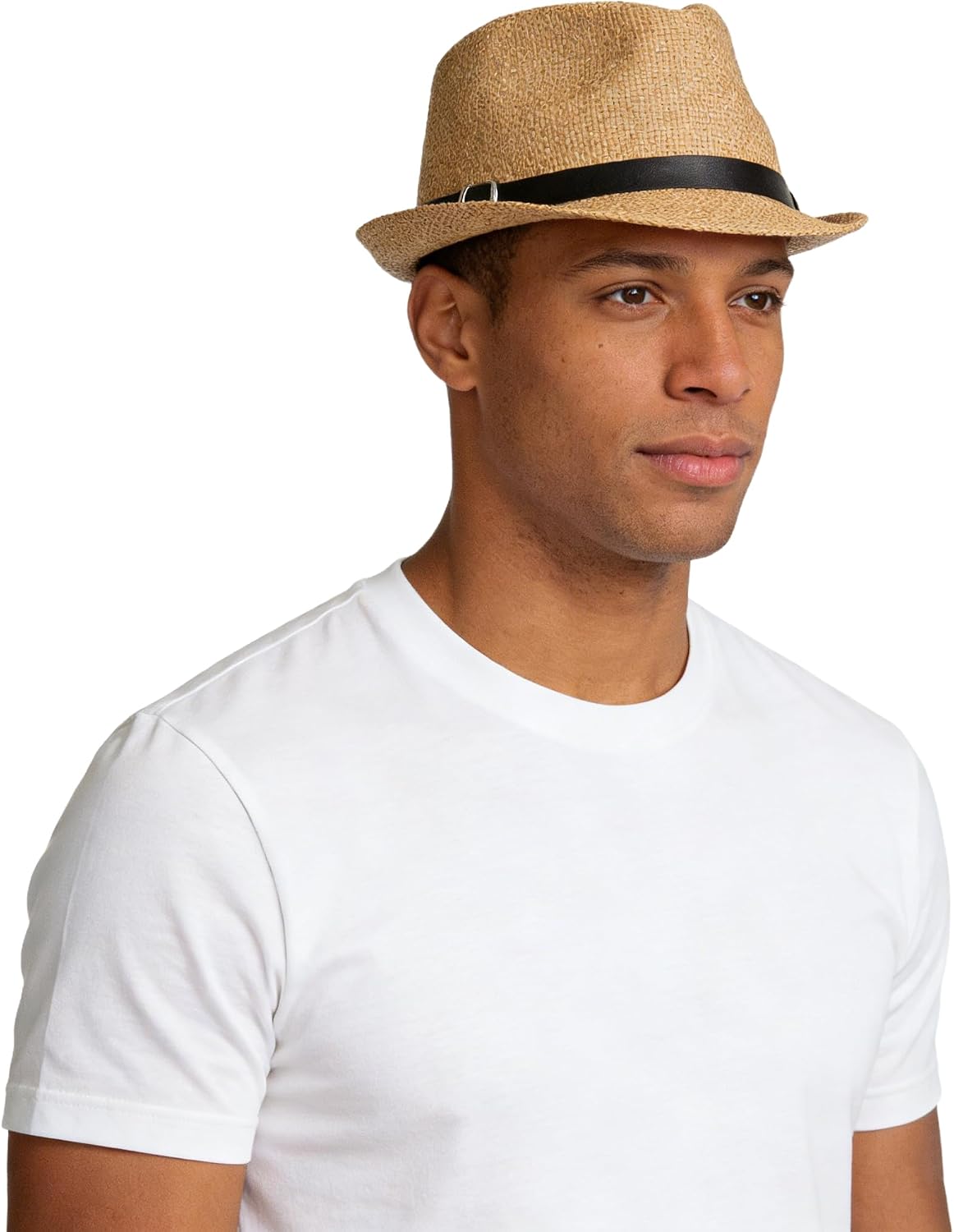 Straw Fedora Hat for Men Women Short Brim Trilby Hat Packable Roll Up Panama Jazz Cap Summer Beach Sun Cap