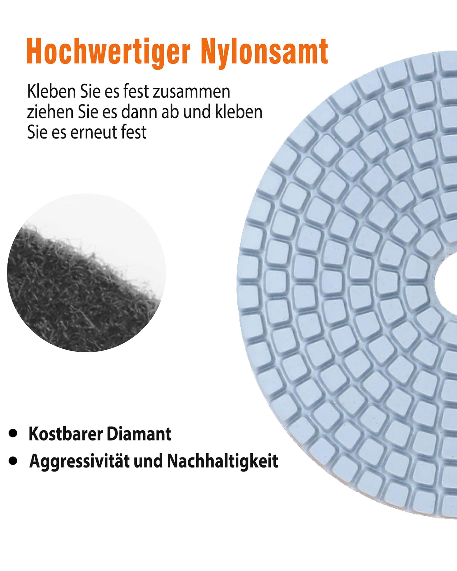 16 Pcs Tampons de Polissage Diamant: Disque a Poncer Pierre 125mm 50-10000# Polissage avec Pads pour Marbre Pierre Béton Granite Avec Disque en Caoutchouc M14