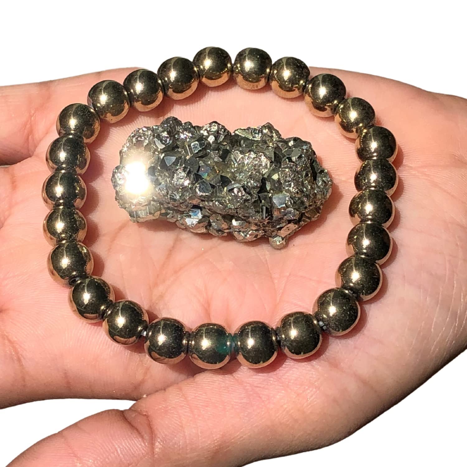 DVISHA Combo Of Original Pyrite Rough 50 Gram & Golden Pyrite Bracelet For Mens For Attracting Wealth & Business Luck For Vastu Reiki Healing Natural Raw Cluster Bracelet Money Magnet Healing Bracelet (B0C3R3V1QC) Amazon Price History, Amazon Price Tracker