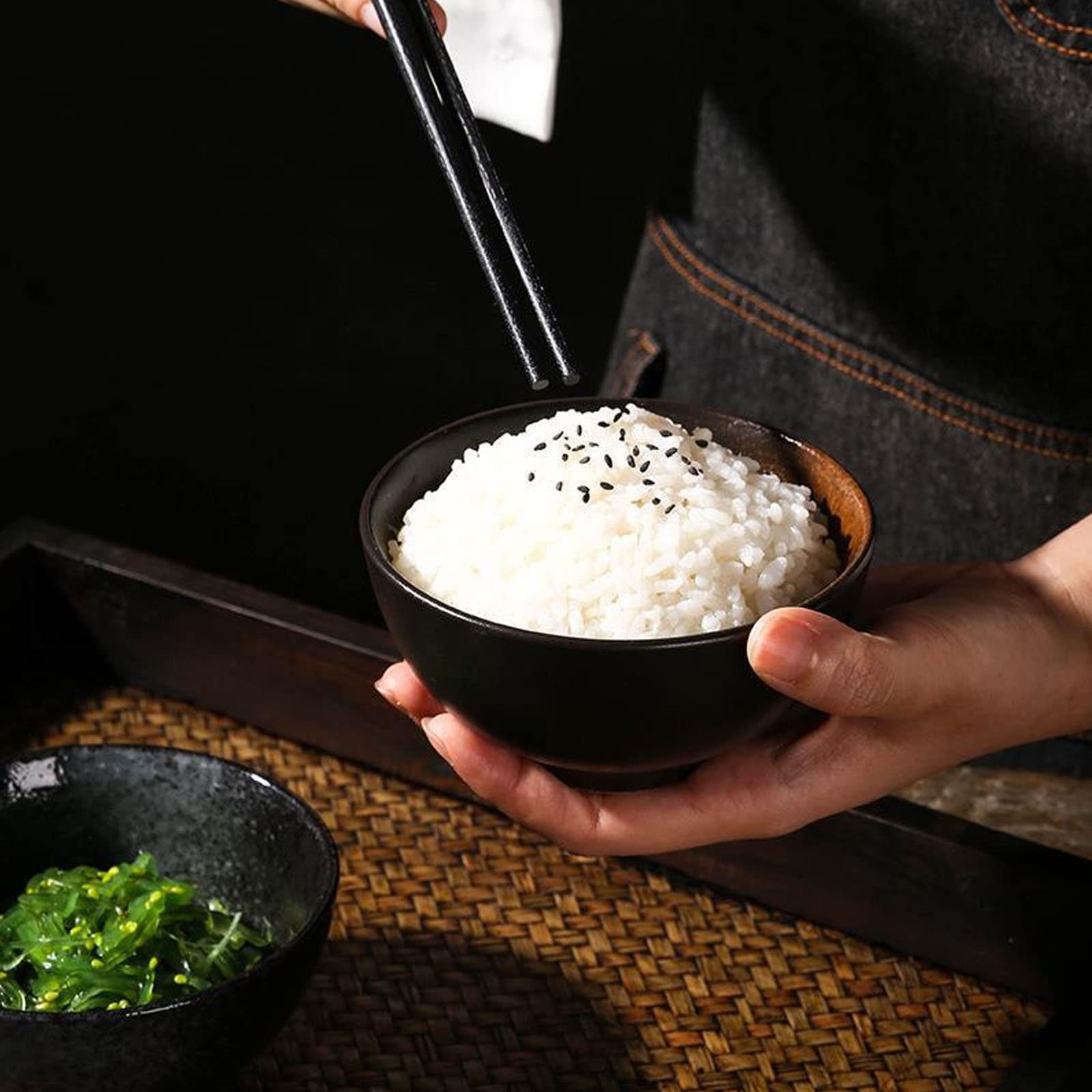 Cuencos Pequeños para Servir, Cuenco De Arroz De Cerámica Japonés para El Hogar con Esmalte Suave Y Fácil De Limpiar, Adecuado para Uso Doméstico Y De Entretenimiento,A,5pcs