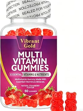 Multivitamin Gummies for Women & Men - 13 Ingredients -60 Gummies - 1 Months Supply - Natural Strawberry Flavour - Vitamins & Minerals Like VIT C, D3, B6, B7, B12 & Zinc -for Adult