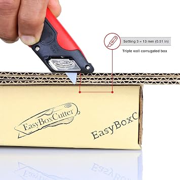 EasyCut 2000 Safe Retractable Box Cutting Utility Knife, Red, 09638