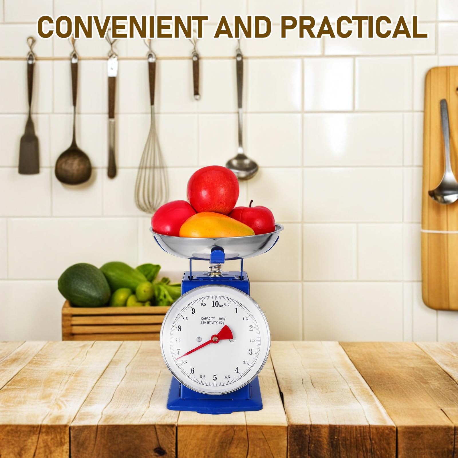 10kg Báscula de Cocina Mecánica Vintage con Plato de Acero Inoxidable Desmontable para Pesar Pan Granos Preparar Alimentos sin Electricidad