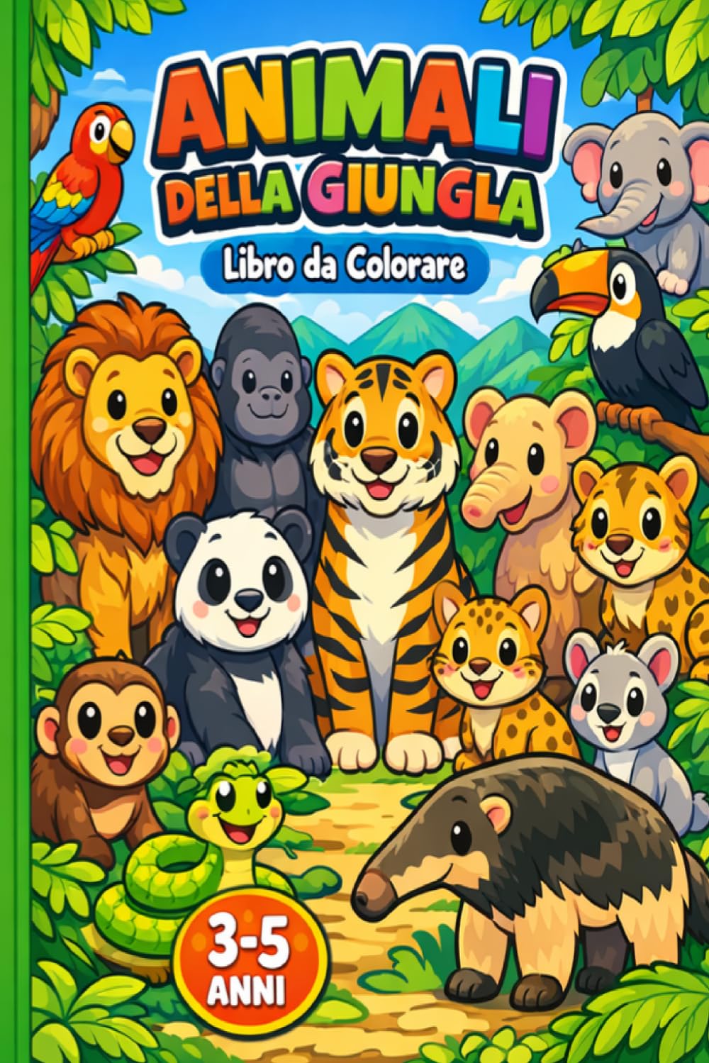 Animali della Giungla – Libro da Colorare per Bambini facile 3-5 anni (Libri da colorare Angelo Fabris)