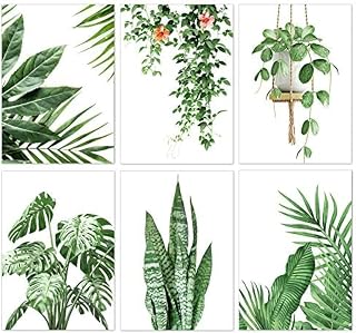 PP OPOUNT 6 Pack 5D Diamond Art Kits for Adults, Green Plants Full Drill Round Diamond Cross Stitch Diamond Art by Number Kits for Home Wall Decor(11.8x15.7 inch, Patent Product)