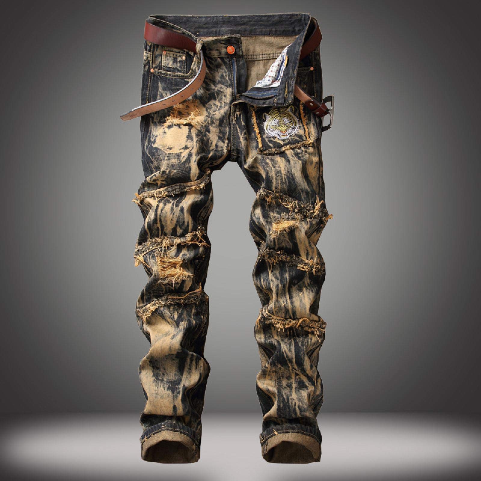 WQZYY&ASDCD Jeans Pantalon Jeans Ripped Für Herren Hip Hop Punk Streetwear