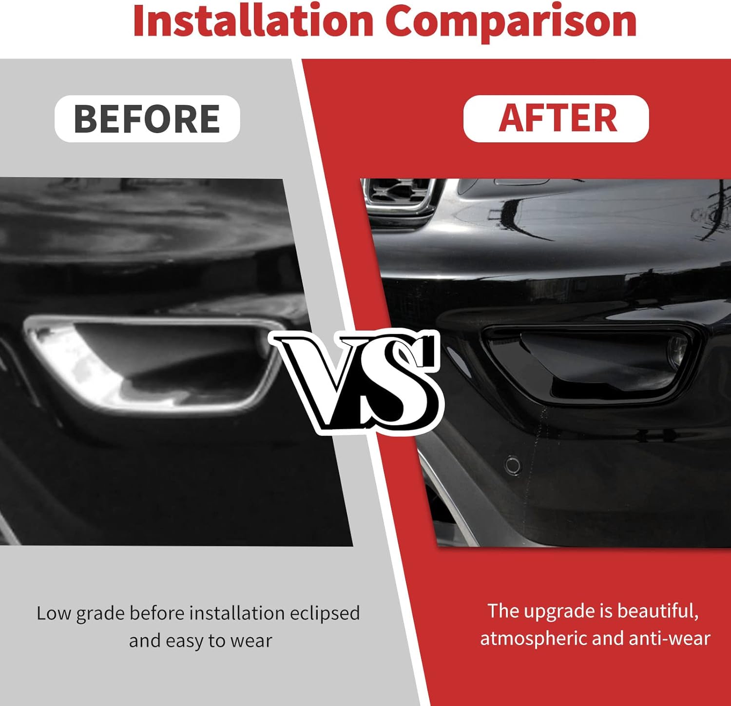 Jimen Compatible with 2018-2020 Jeep Grand Cherokee Front Fog Light Cover Trim (Black)