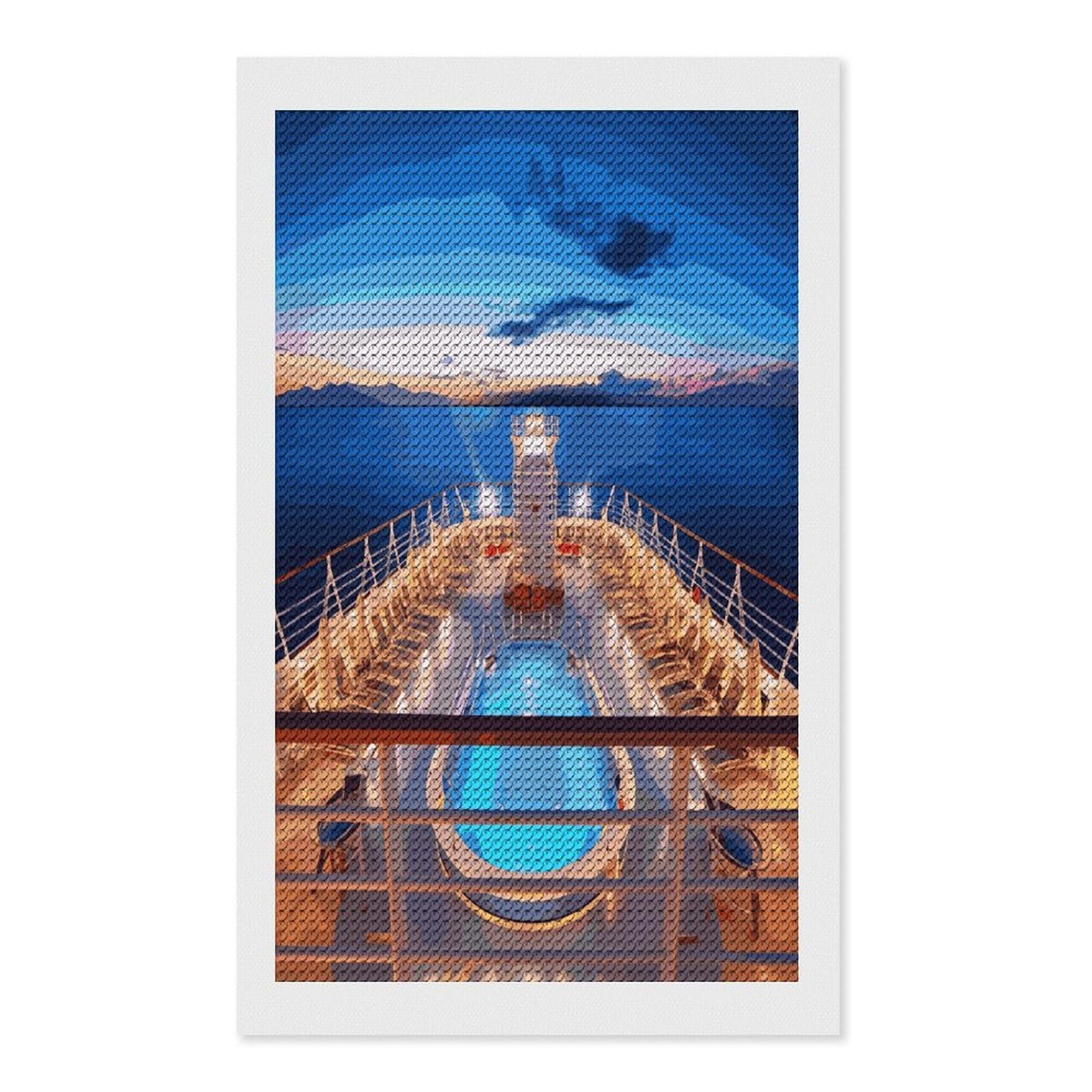 Pool Party Cruise Ship Diamond Painting Kits for Beginners DIY Diamond Art Kits for Adults Full Drill Round Diamond Dot Gem Art Painting Fun DIY Crafts for Home Kitchen Wall Decor Gift 12"x20"