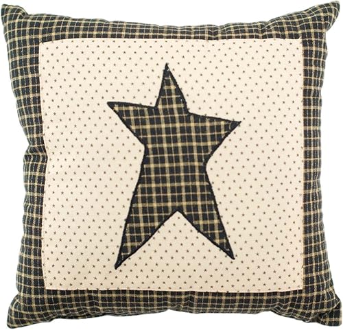 VHC Brands Kettle Grove Decoración del hogar, estrella de almohada, negro, 10x10